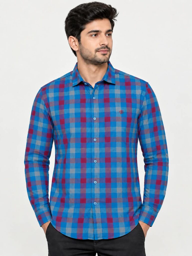 MENs dark check casual SHIRT